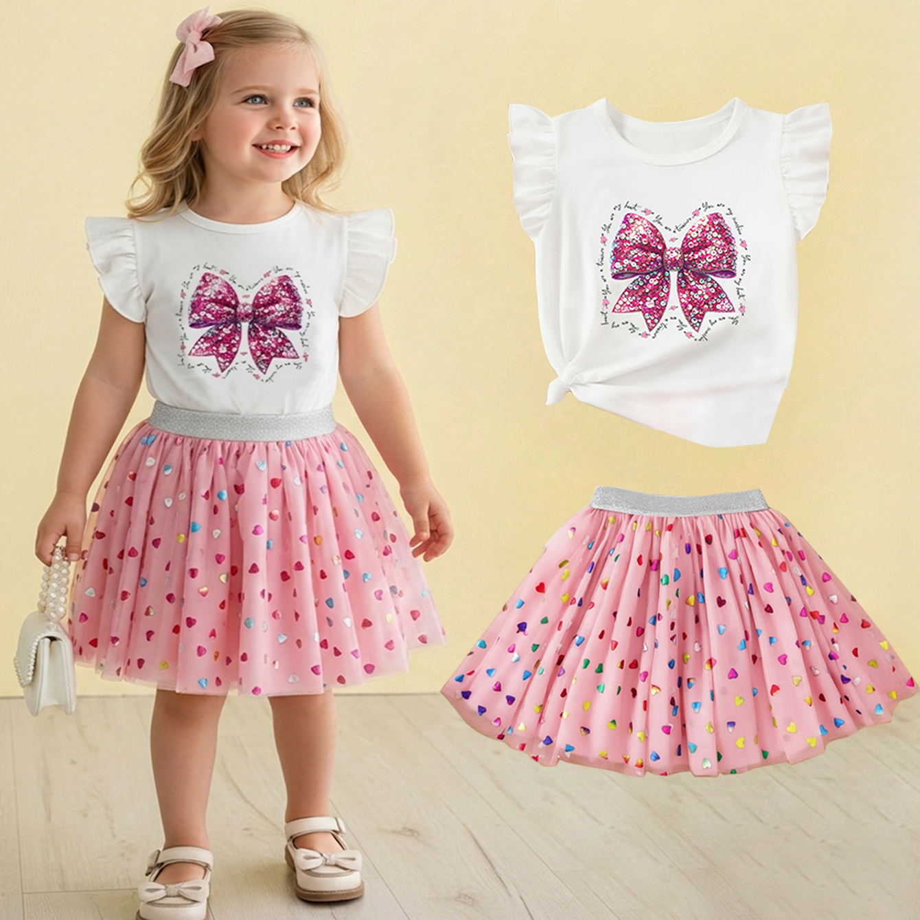 Baby Clothing Boutique - Summer Girls Clothes Set Flutter Sleeve